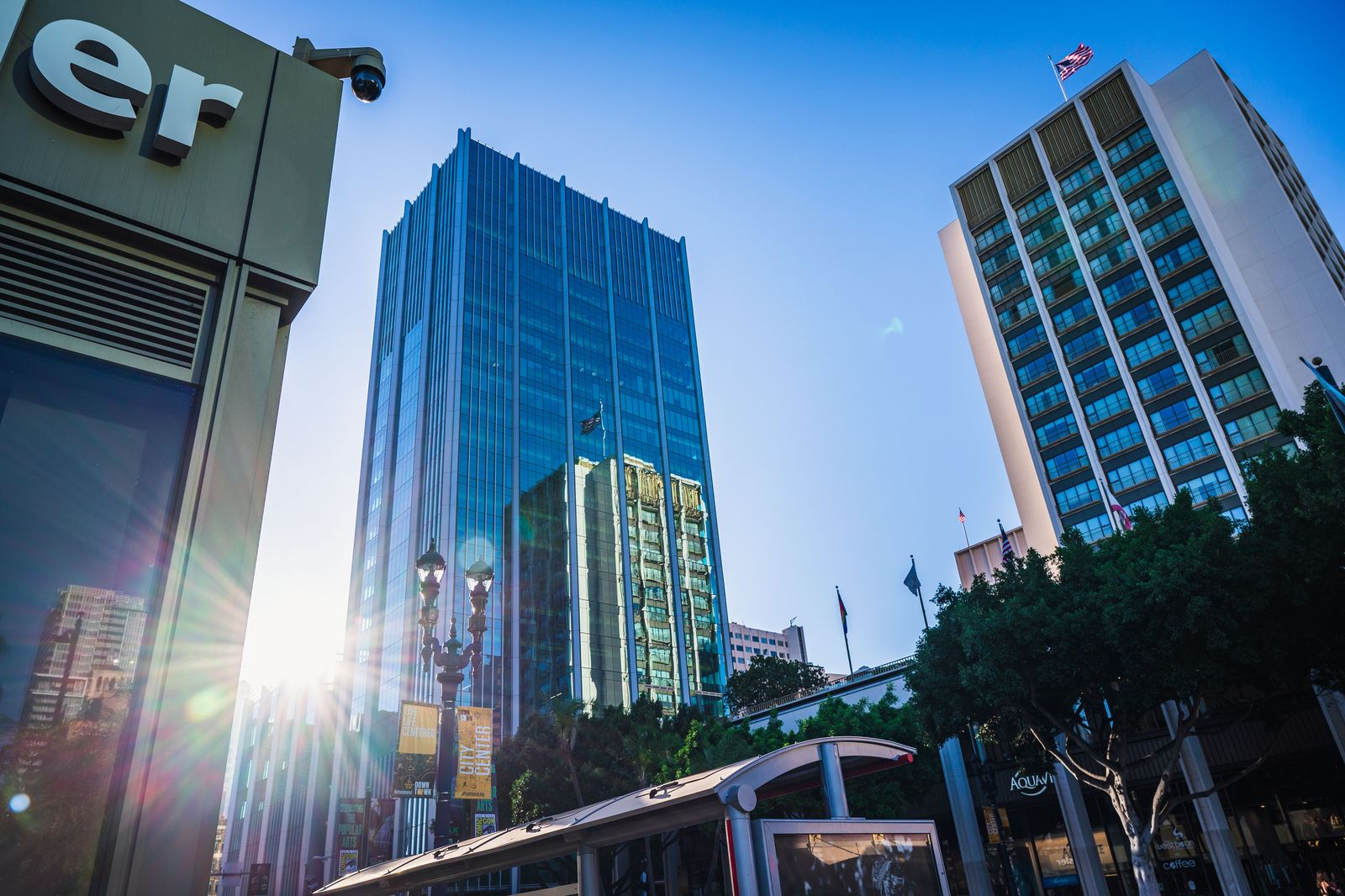 Office towers on a downtown street during a day of chauffeured meetings