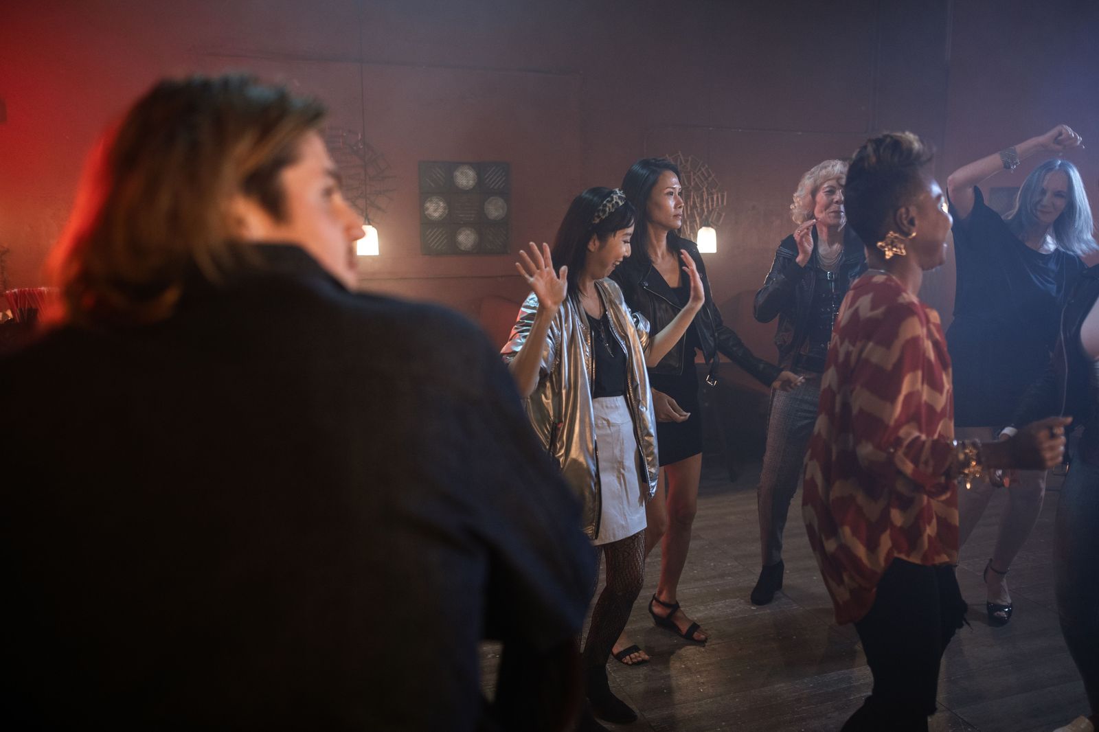 A group of friends celebrating together, the kind of night a party bus is built for
