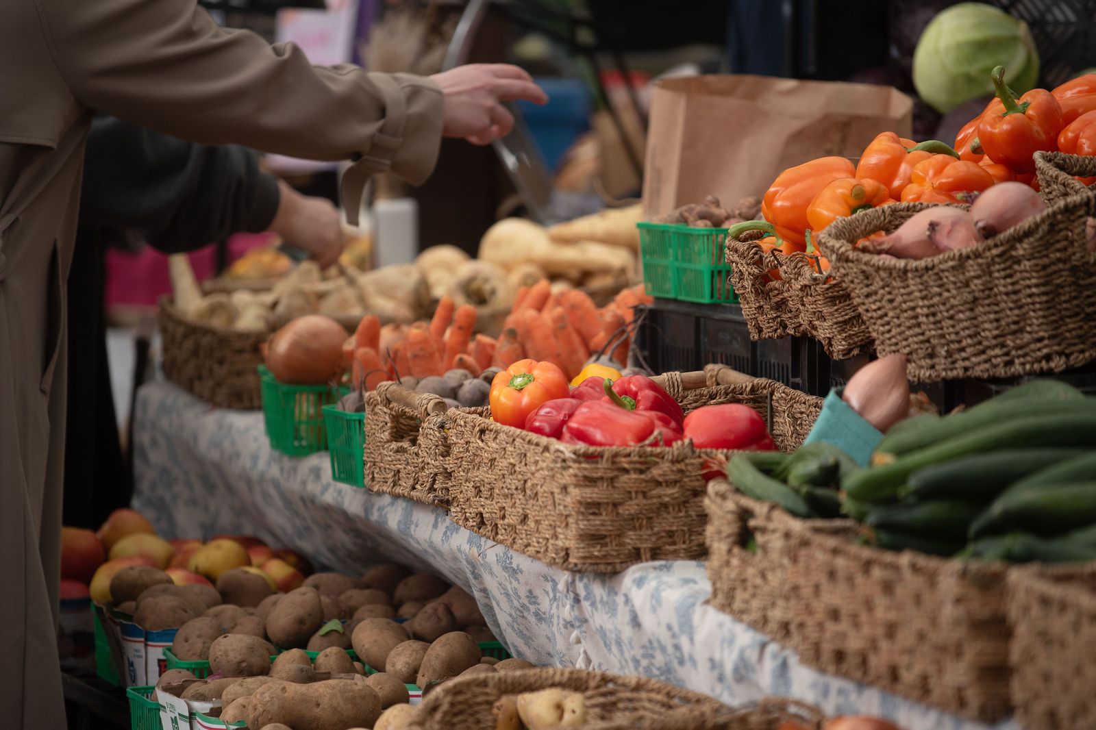 Fresh vegetables on a market stall, a favourite weekly stop for many Hamilton seniors