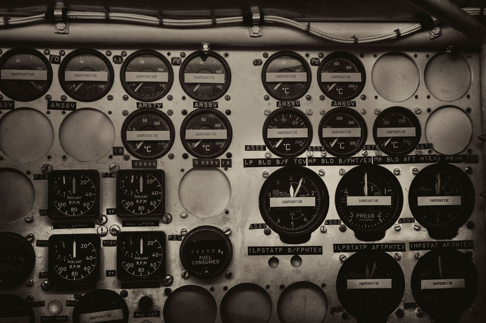 The instrument panel of a vintage aircraft cockpit, the kind of detail enthusiasts come to see