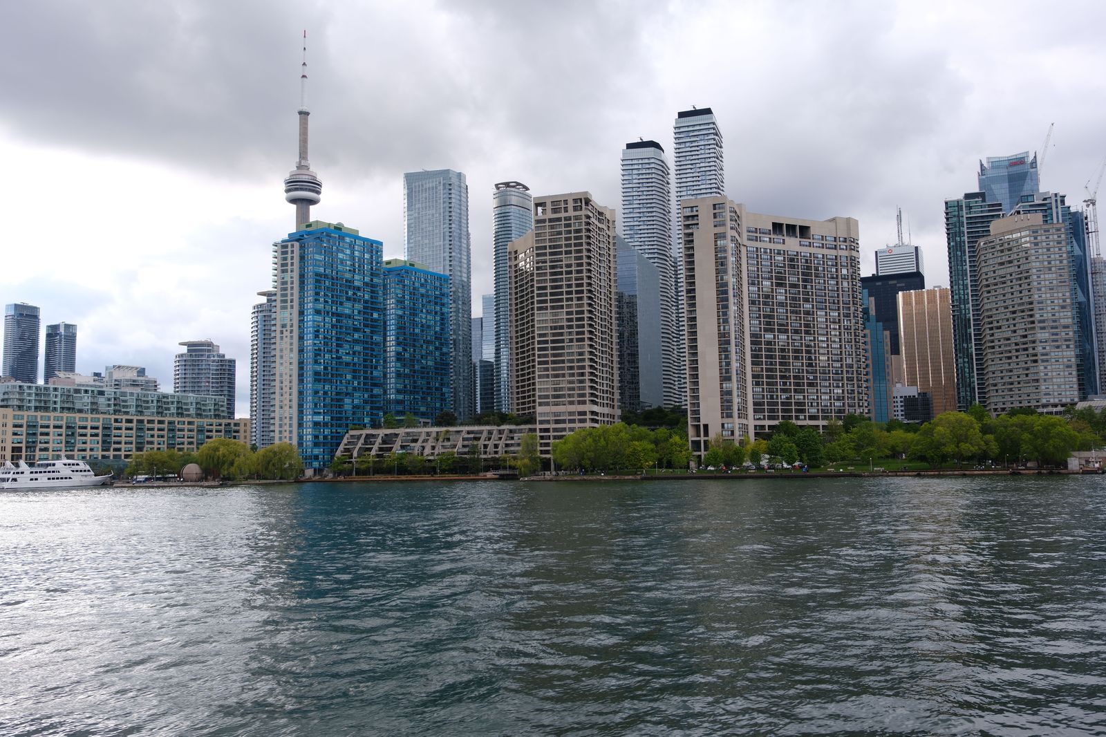 The Toronto waterfront skyline seen from the water near the island airport
