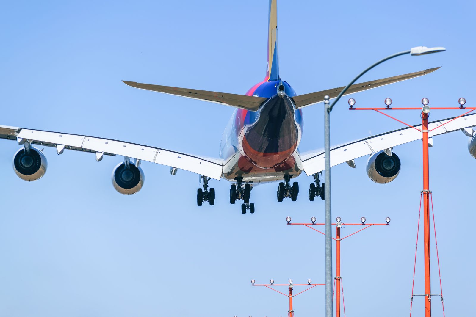An airliner on final approach to a runway, a daily sight across Mississauga near Toronto Pearson.