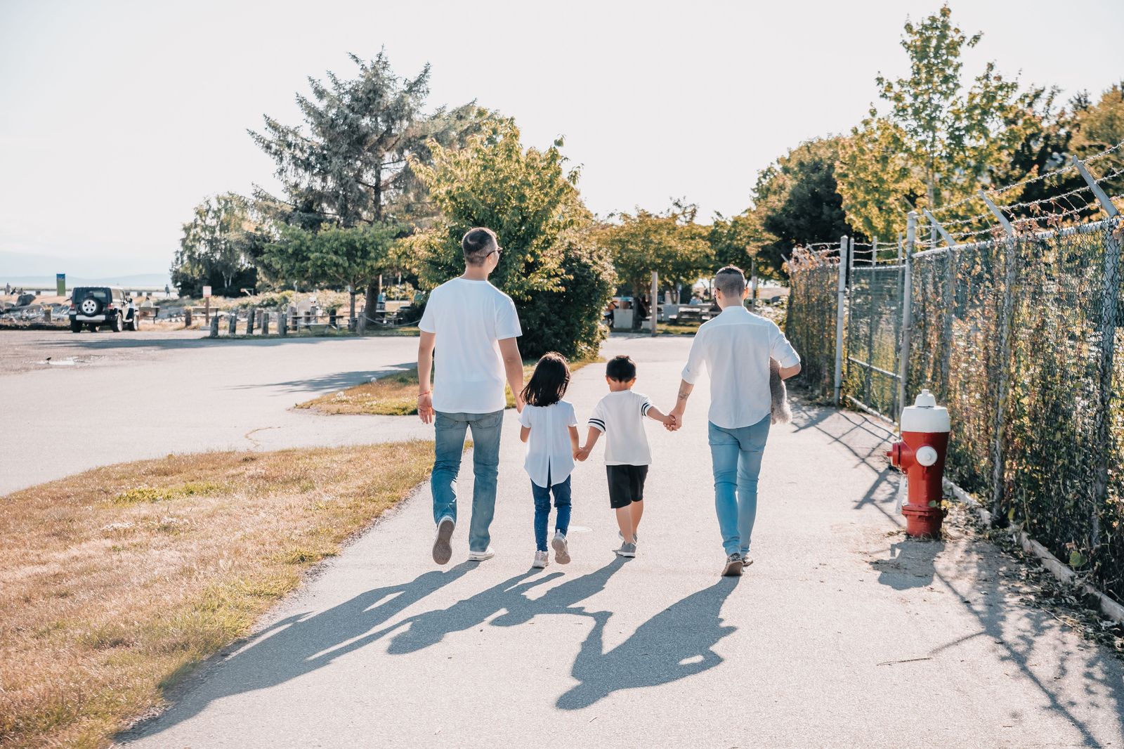 Family with young children walking toward Hamilton Stadium for a Forge FC match
