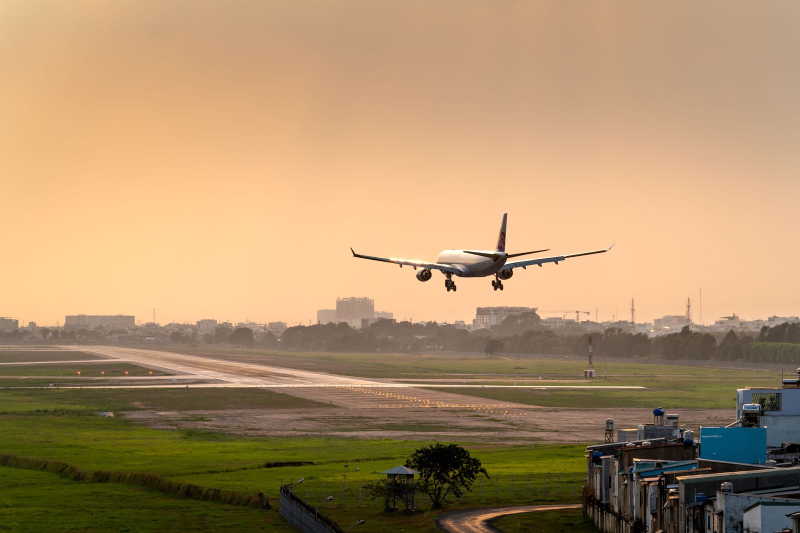 The small terminal and runway at Hamilton airport at dawn, a short drive from the Upper James hotels