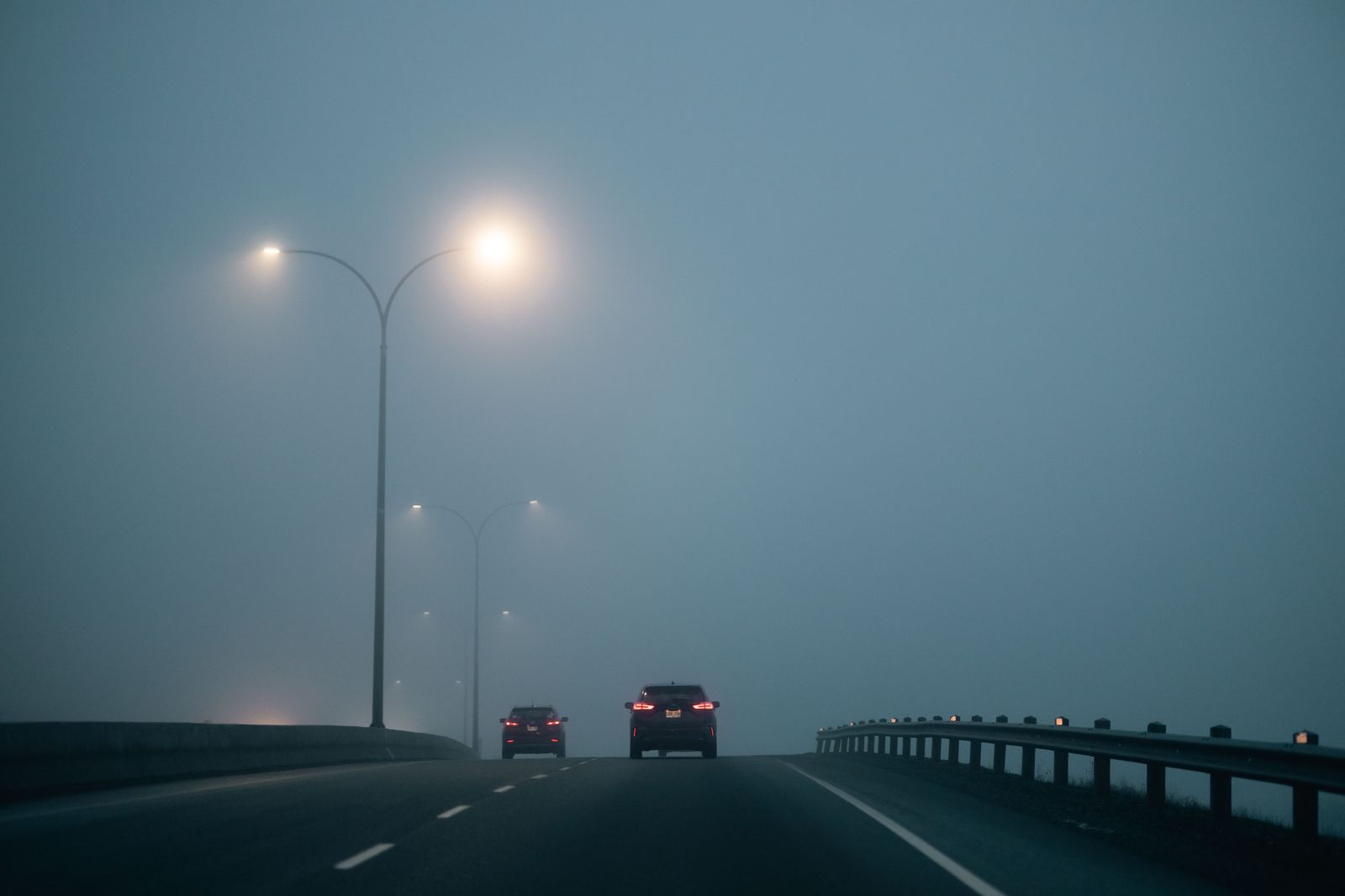 Highway traffic heading toward Toronto Pearson from Hamilton in the evening
