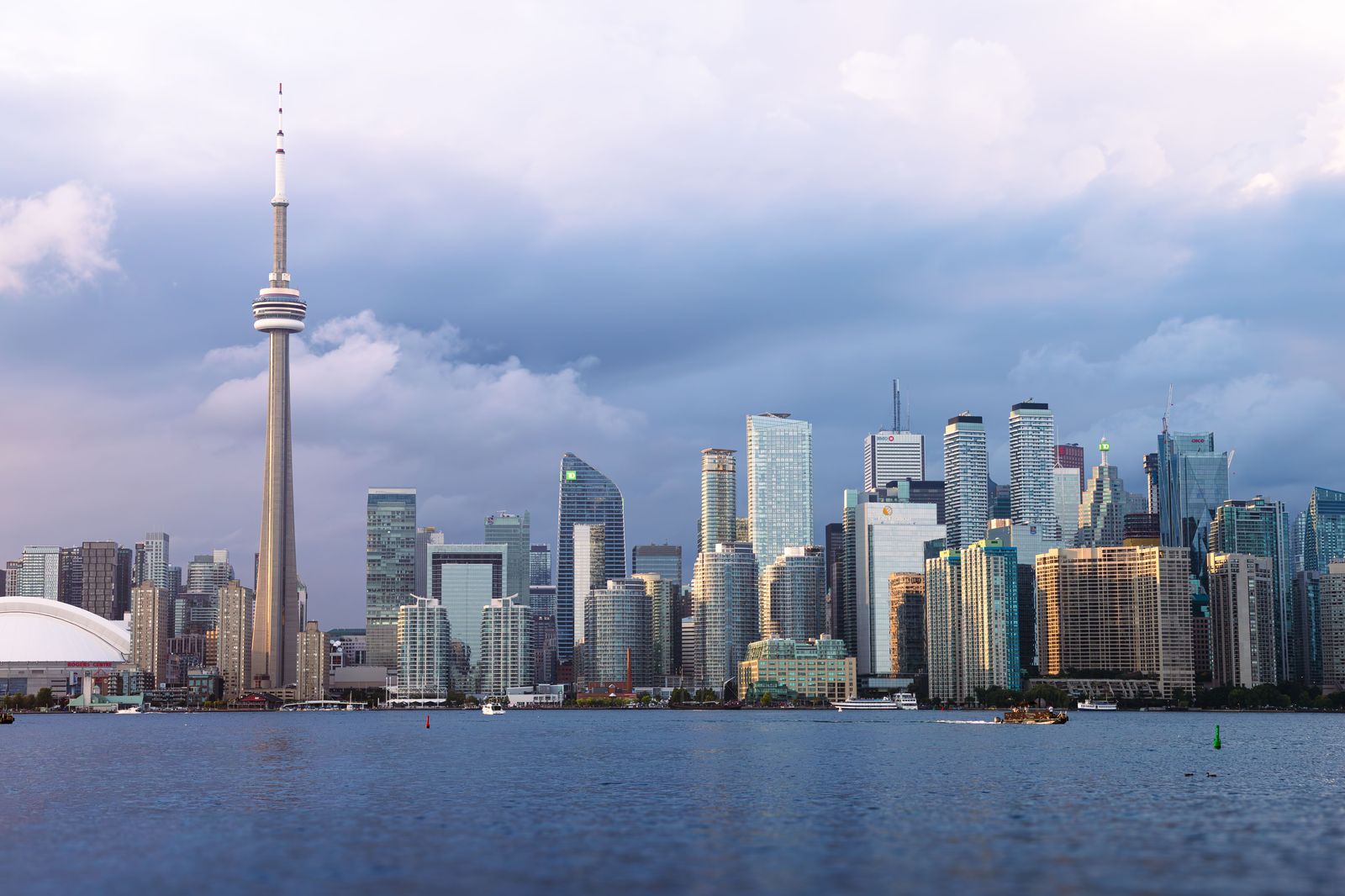 Toronto skyline seen from Lake Ontario near Billy Bishop airport