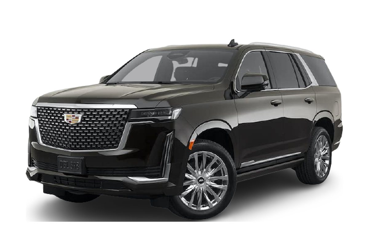 A black Cadillac Escalade, a popular choice for the wedding party and parents on the day